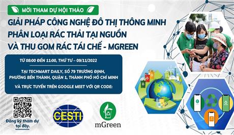 Mời tham dự hội thảo "Giải pháp công nghệ đô thị thông minh phân loại rác thải tại nguồn và thu gom rác tái chế - mGreen”