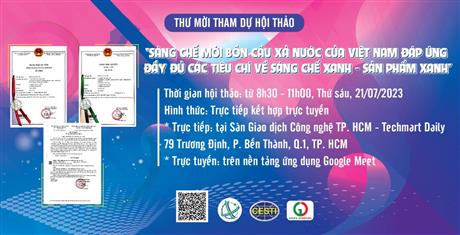 Mời tham dự hội thảo giới thiệu “Giải pháp sáng chế hệ thống cơ - điện điều khiển bồn cầu xả nước”