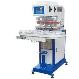 Máy in 4 màu 2 loại băng tải tròn và dọc