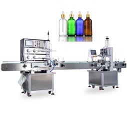 Dây chueyền chiết rót siết nắp tinh dầu 6 vòi bơm tự động