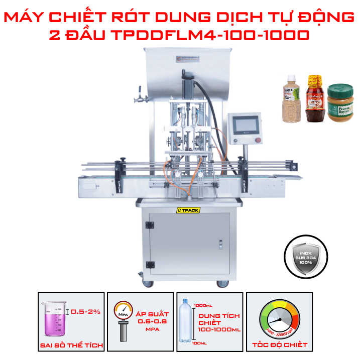 Máy Chiết Rót Dung Dịch Tự Động 2 Đầu TPDDFLM4 100-1000