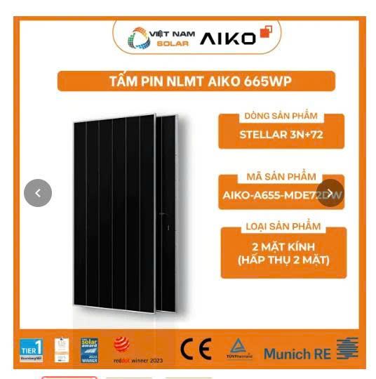 Tấm pin năng lượng mặt trời 665 wp