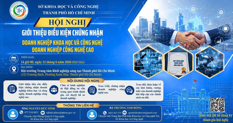 Mời tham dự Hội nghị Giới thiệu điều kiện chứng nhận doanh nghiệp khoa học và công nghệ - doanh nghiệp công nghệ cao