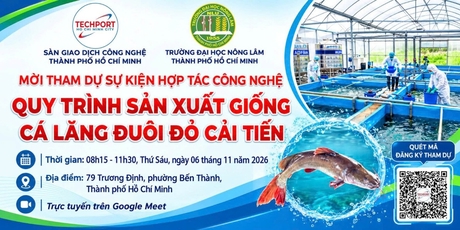 Mời tham dự sự kiện Hợp tác công nghệ: Quy trình sản xuất giống cá lăng đuôi đỏ cải tiến