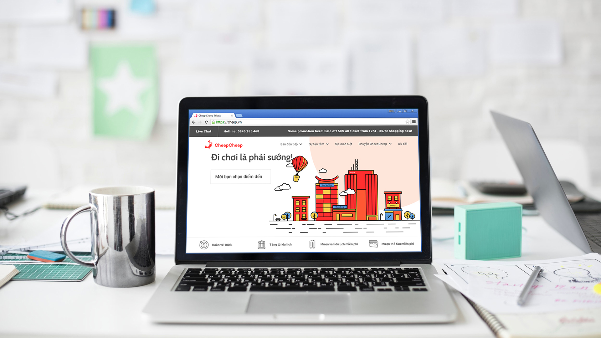 Cheep Cheep - Ứng dụng đặt vé du lịch trên điện thoại, email