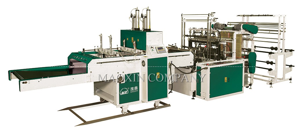 MX-FQA2+P Automatic Double Channels 4 Lines T-shirt Bag Making Machine (heat sealing & cold cutting)